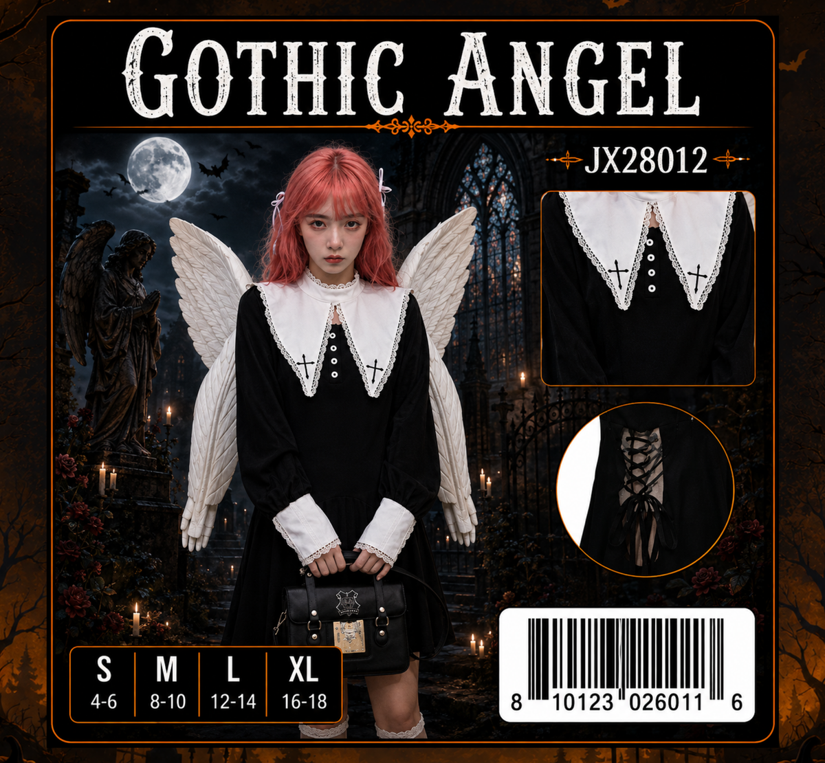 Women's Gothic Angel Costume at Midnight Halloween