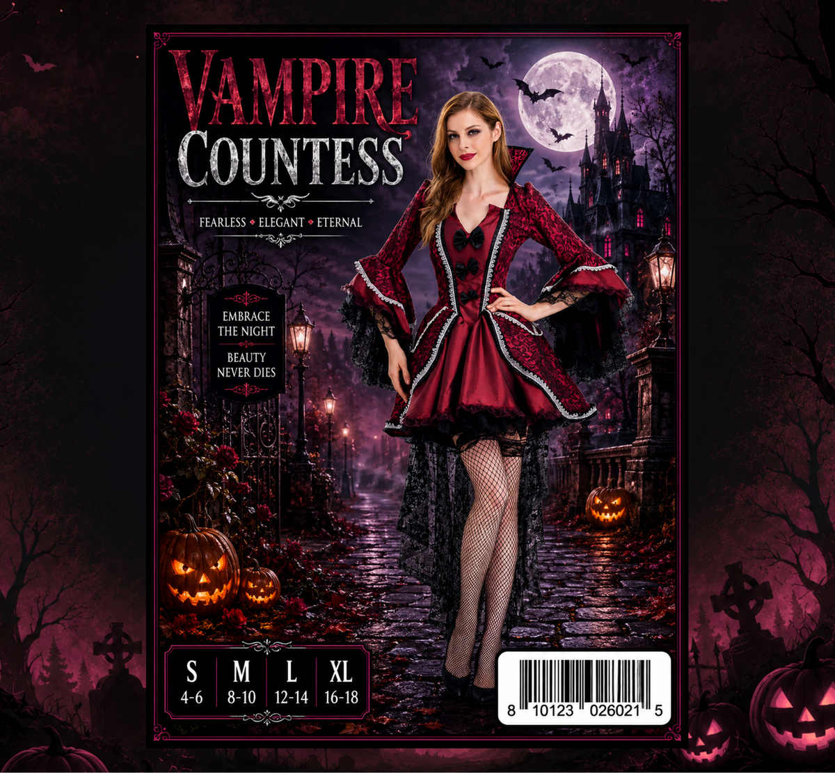 Women's Vampire Countess Costume at Midnight Halloween