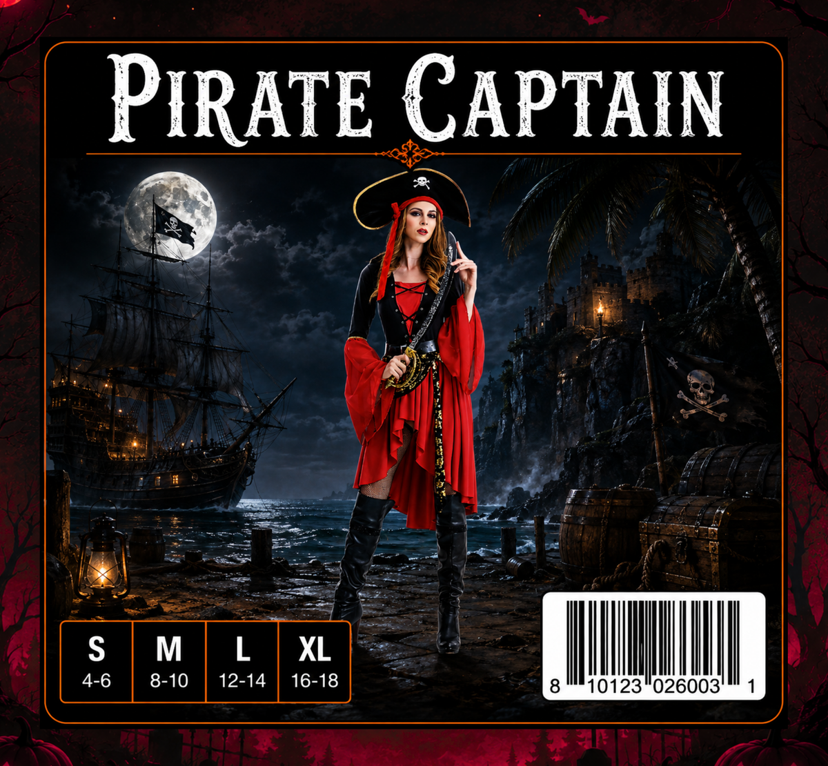 Women's Pirate Captain Costume at Midnight Halloween