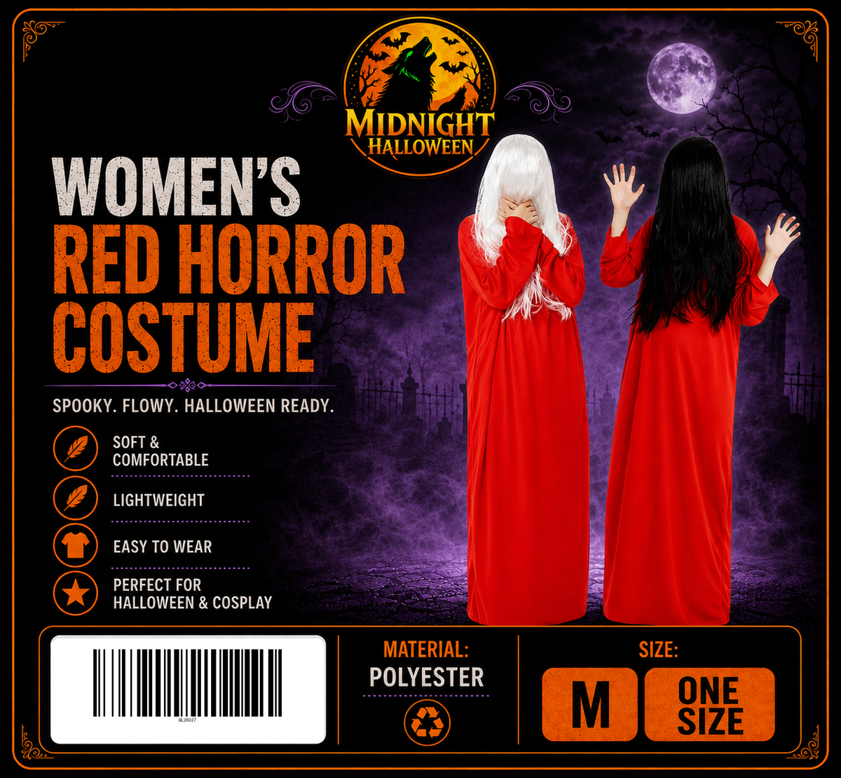Women's Red Horror Costume at Midnight Halloween