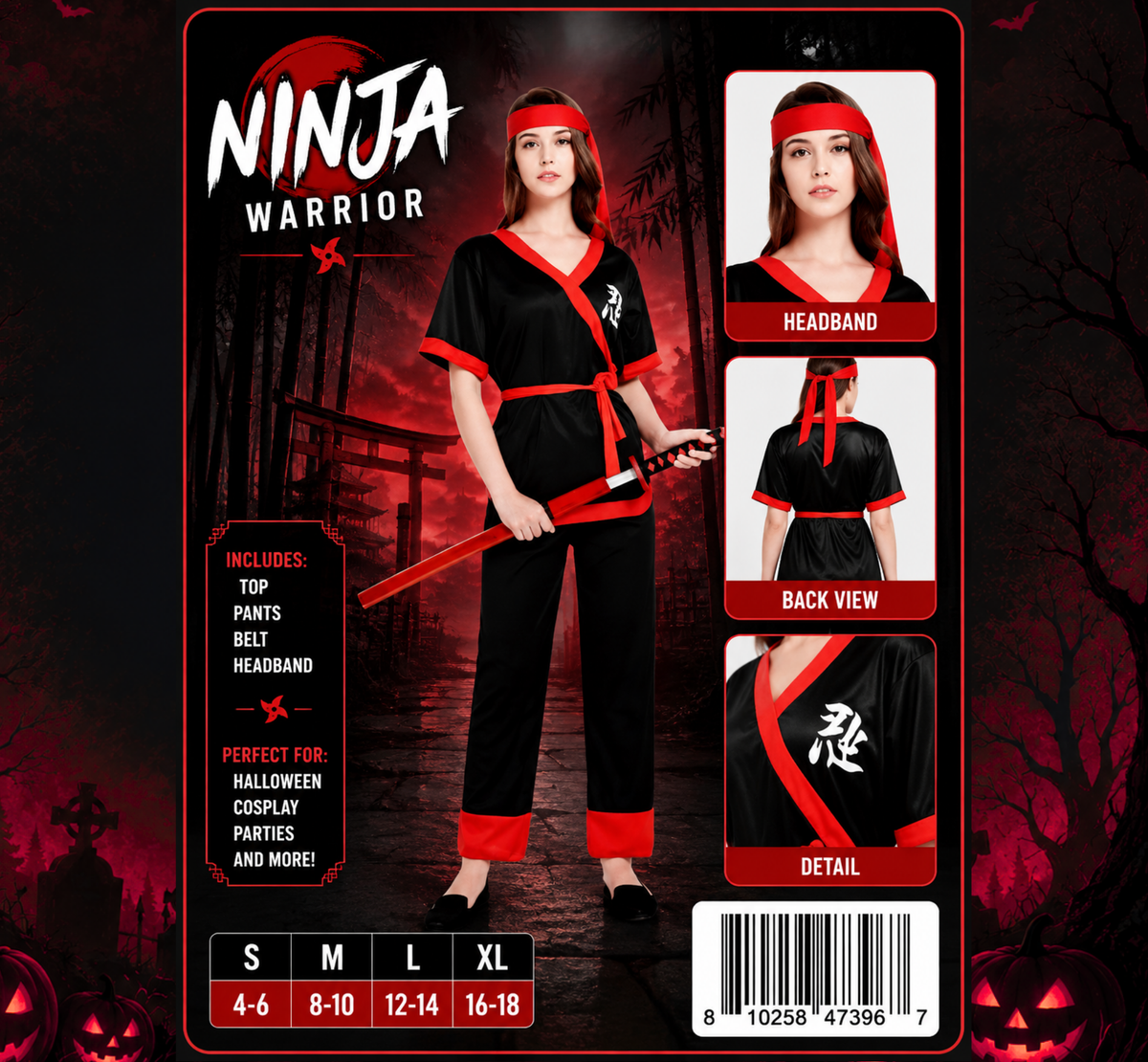 Adult Ninja Warrior Costume at Midnight Halloween