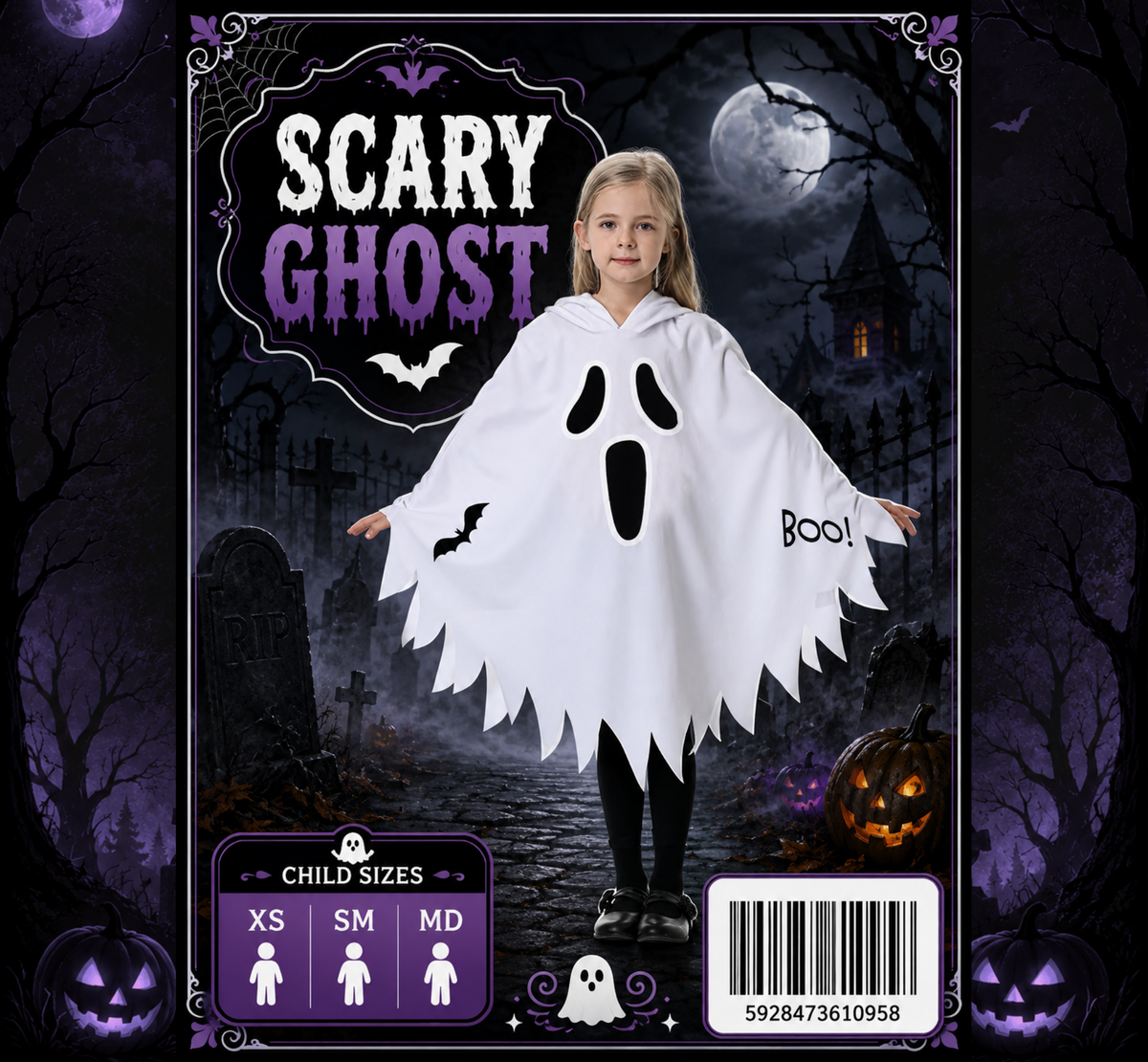 Kids' Scary Ghost Costume at Midnight Halloween