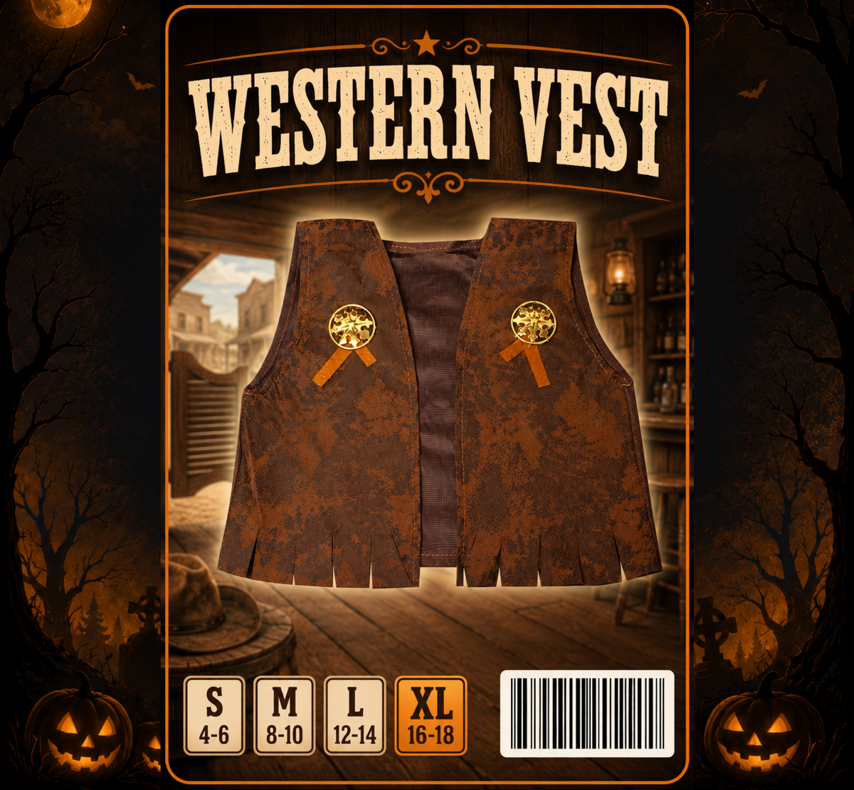 Kids' Western Vest Costume at Midnight Halloween