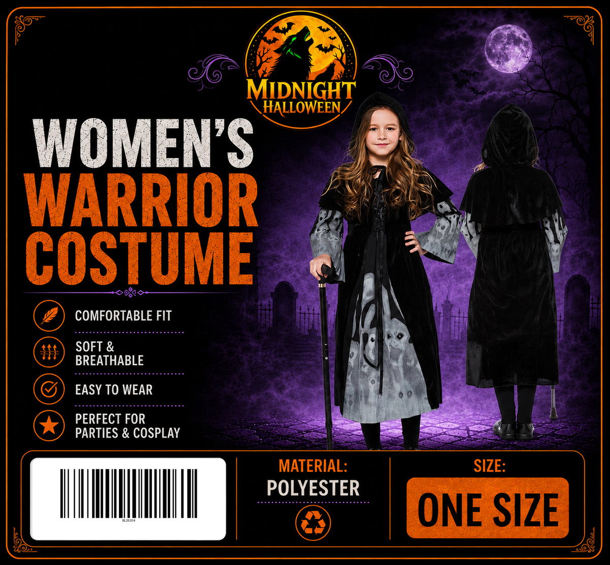 Women's Warrior Costume at Midnight Halloween