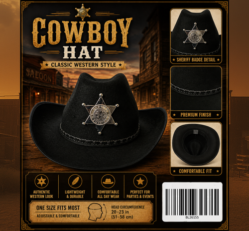 Black Sheriff Cowboy Hat — BL26155