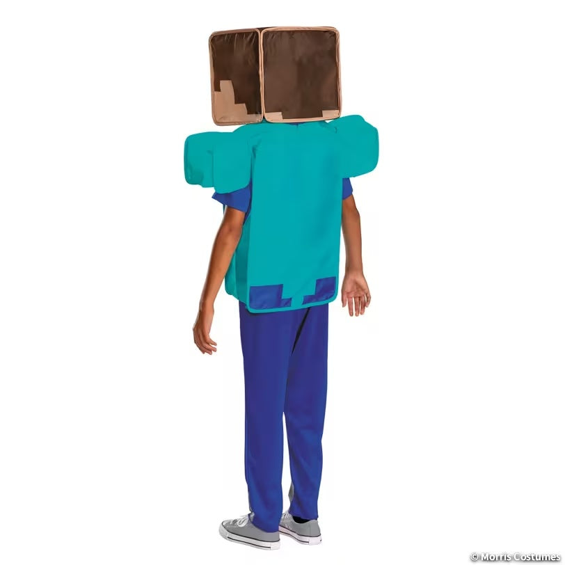 Kids' Minecraft Steve Pop-Out costume back view