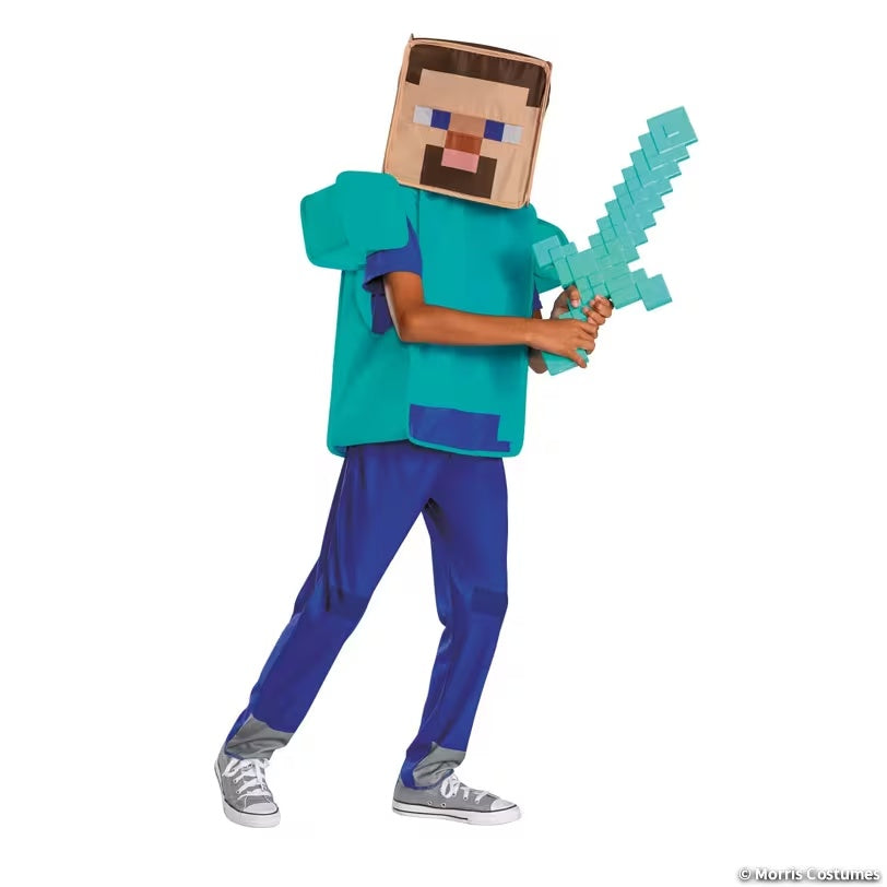Kids' Minecraft Steve Pop-Out costume with sword