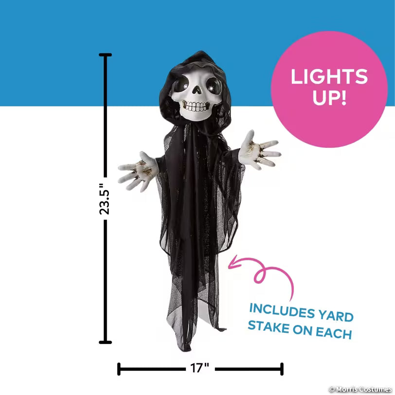 Light-Up Grinning Reaper Yard Stakes – image 1