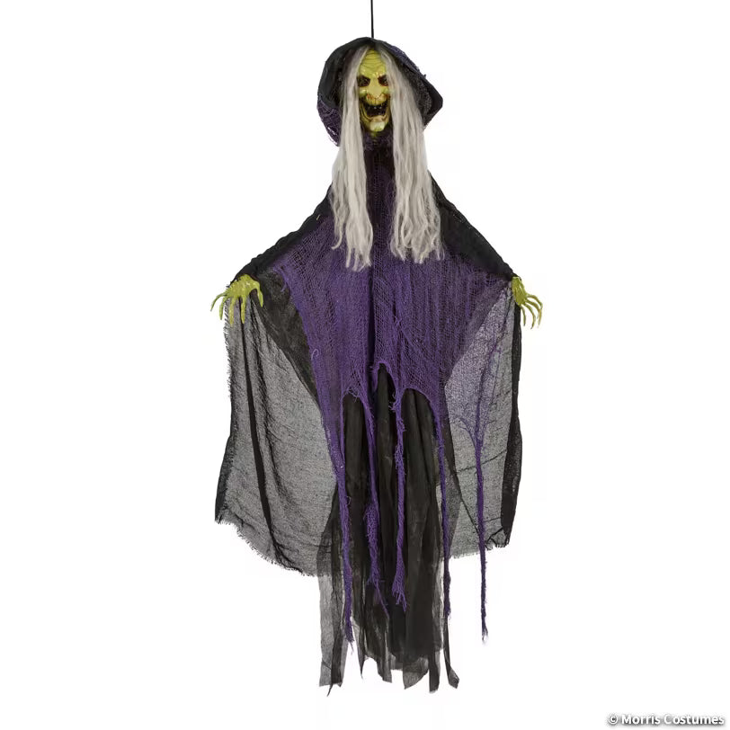 White-Haired Hanging Witch Halloween Decoration – image 2