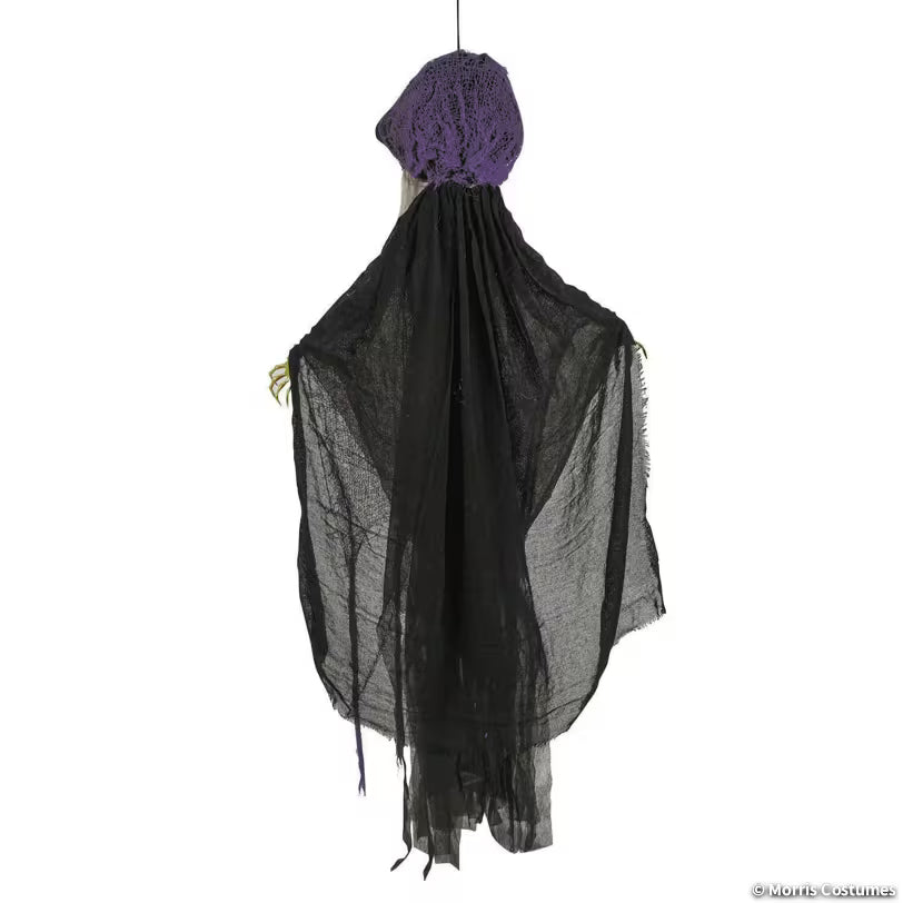 White-Haired Hanging Witch Halloween Decoration – image 3