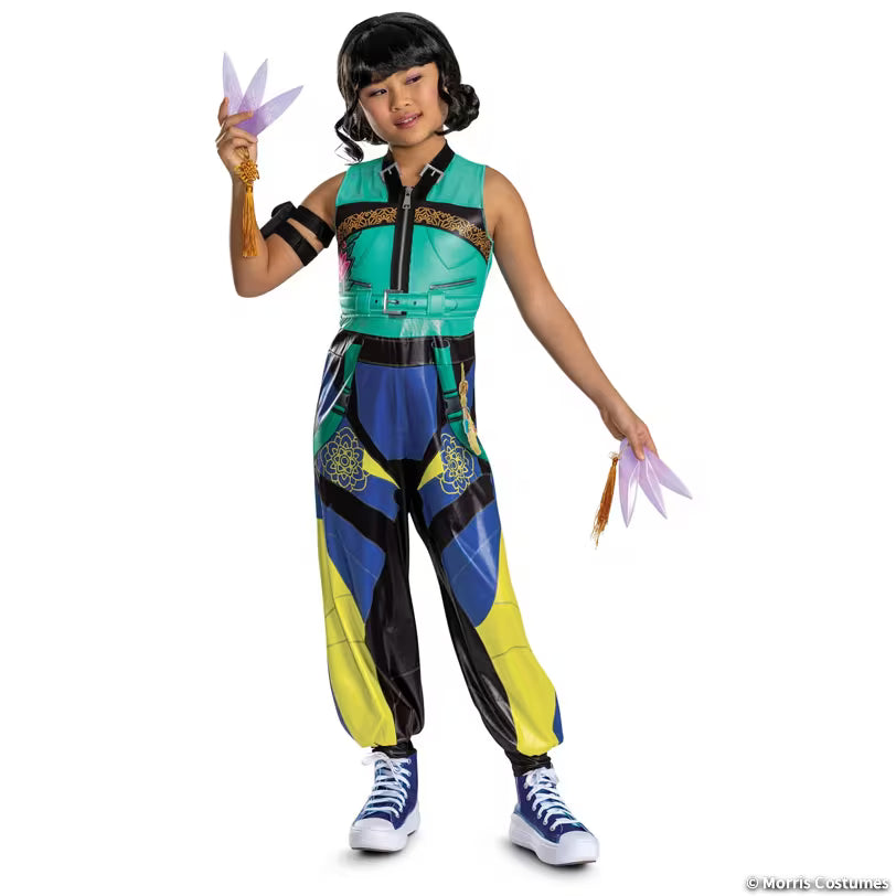 Kids Zoey costume from KPop Demon Hunters, front view; wig and accessories shown are not included