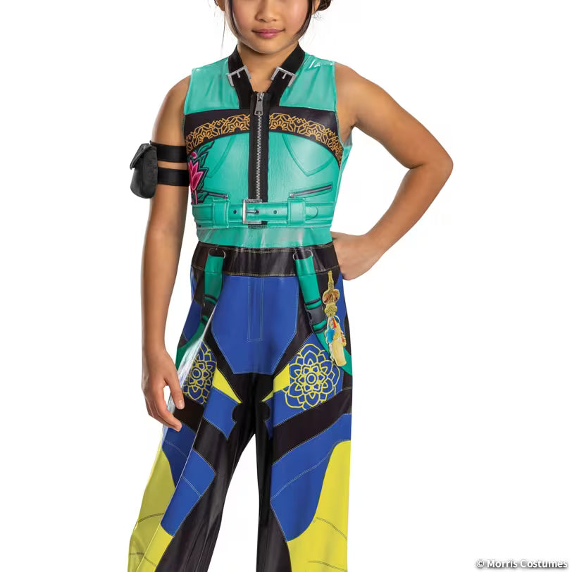 Zoey costume bodice, zipper trim and arm-band pouch detail