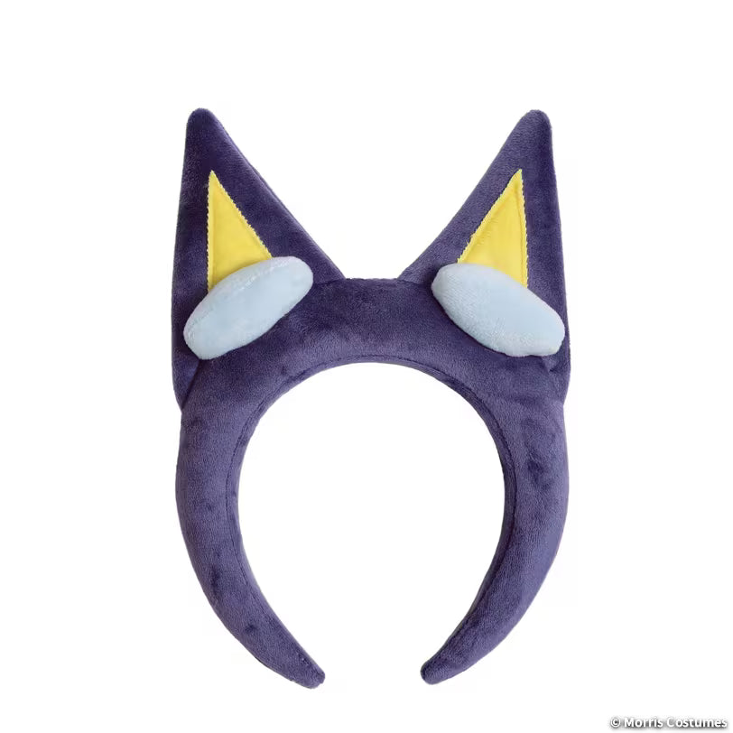 Bluey blue plush ears headband for kids, front view