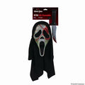 Ghost Face Bloody Bling mask with black shroud and matching prop knife in retail packaging