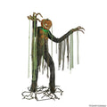 Seven-foot Root of Evil animated scarecrow with jack-o-lantern head, front view