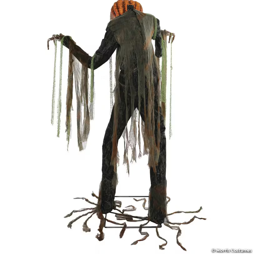 Root of Evil scarecrow animatronic with vine-like hands and gauze, back view
