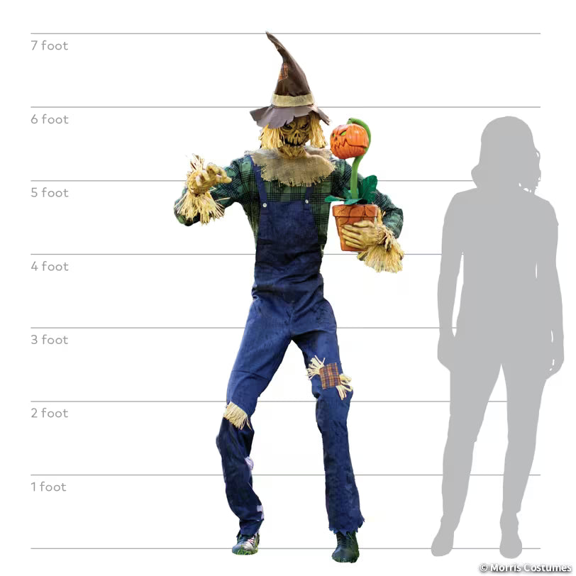 Rotten Harvester animatronic with seven-foot height comparison