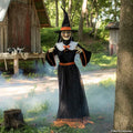Seven-foot Whimsical Witch animatronic, full-length Halloween display