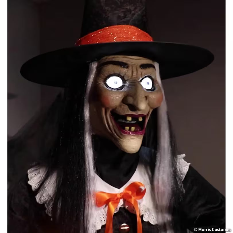 Whimsical Witch face with illuminated eyes, close-up