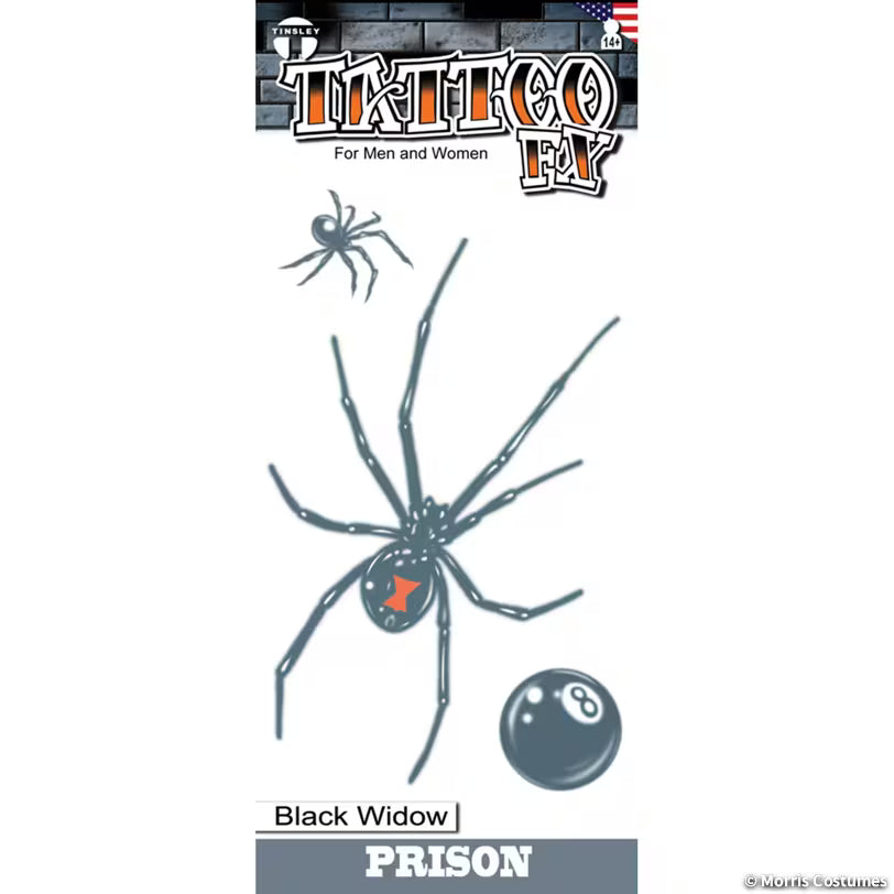 Tinsley Transfers Prison Black Widow temporary tattoos