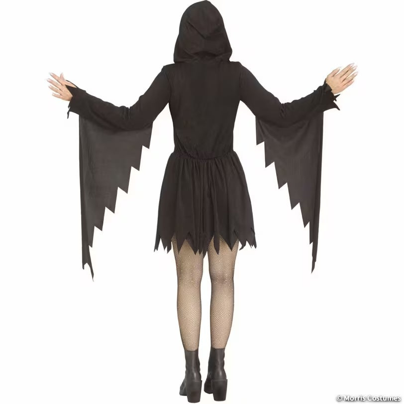 Women's Ghost Face black glitter dress costume back view