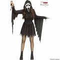 Women's Ghost Face black glitter dress costume front view